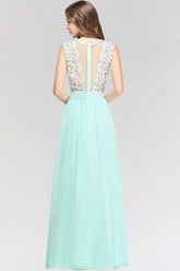 Elegant Lace Jewel Sleeveless Chiffon Bridesmaid Dresses Affordable-27dress